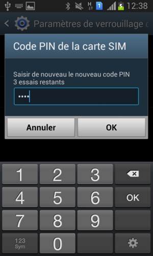 Veuillez confirmer votre nouveau code PIN et sélectionner OK