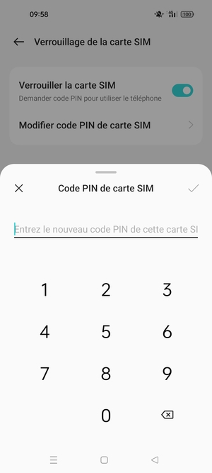 Saisissez votre Nouveau code PIN de carte SIM et sélectionnez OK
