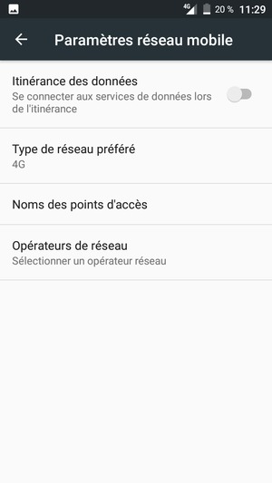 Pour changer de réseau en cas de problèmes de réseau, sélectionnez Opérateurs de réseau