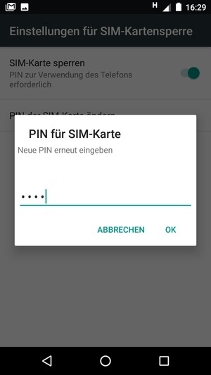Bestätigen Sie Ihre neue PIN für SIM-Karte und wählen Sie OK