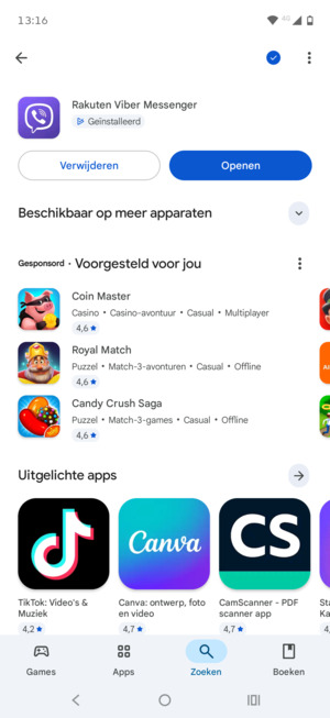 Selecteer Openen