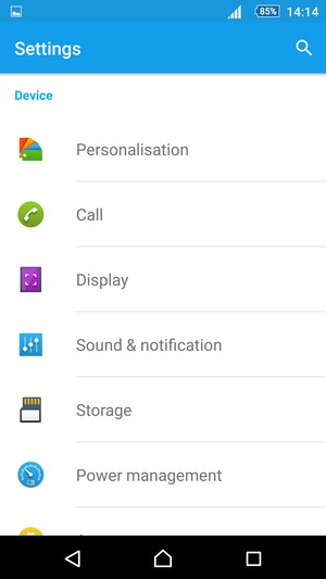 Return to the Settings menu and select Power management