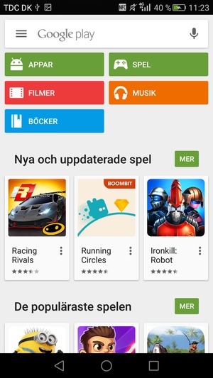 Tryck på sökfältet