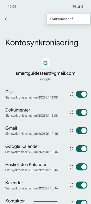 Velg Synkroniser nå