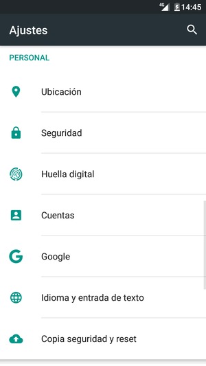 Desplácese y seleccione Seguridad o Bloquear pantalla