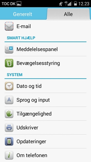 Scroll til og vælg Opdateringer