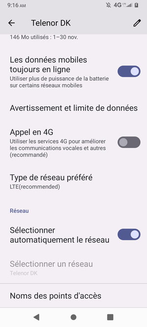 Faites défiler et sélectionnez Noms des points d'accès