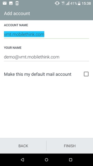 Give your account a name and enter your name. Select FINISH
