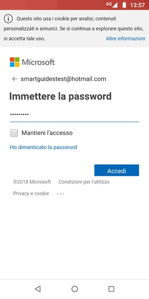 Inserisci la tua password e seleziona Accedi