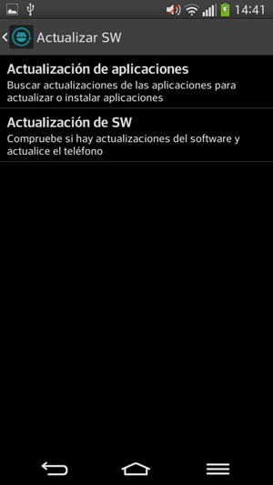 Seleccione Actualización de SW