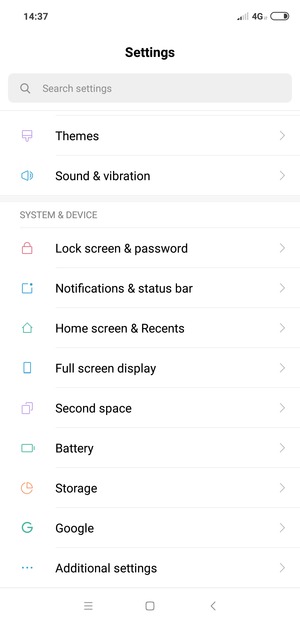 Scroll to and select Battery
