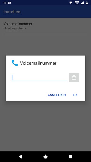 Voer het Voicemailnummer in en selecteer OK