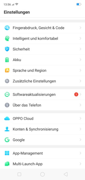 Gehen Sie zurück zum Einstellungen Menü und wählen Sie Konten & Synchronisierung