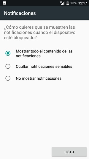 Seleccione la opción deseada y seleccione LISTO