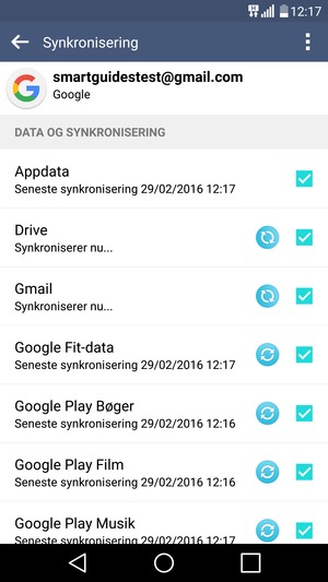Dine oplysninger vil blive synkroniseret