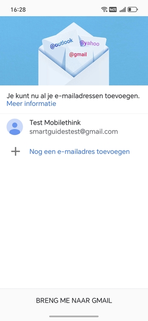 Selecteer BRENG ME NAAR GMAIL