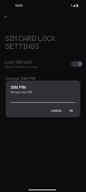 Confirm your new SIM PIN and select OK