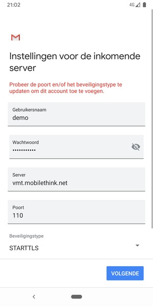 Selecteer Beveiligingstype