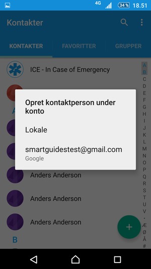Vælg din Google konto