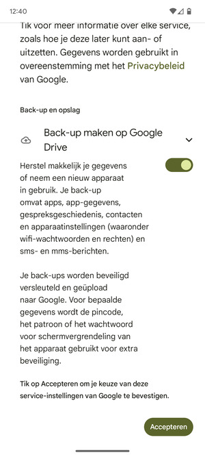 Selecteer Accepteren