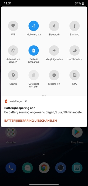 Schakel Batterij besparing in