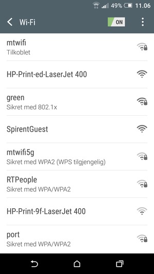 Du er nå koblet til Wi-Fi-nettverket