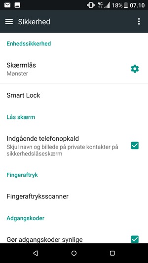 Din telefon er nu sikret med en skærmlås