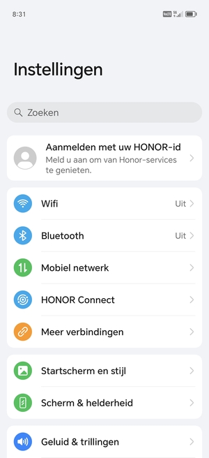 Selecteer Wifi