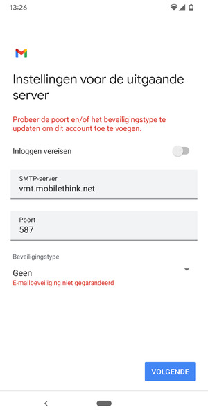 Selecteer VOLGENDE