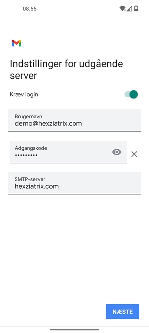 Indtast udgående serveradresse