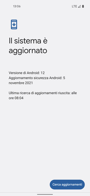 Se il tuo telefono è aggiornato, vedrai la seguente schermata