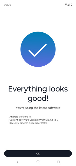 If your phone is up to date, select OK