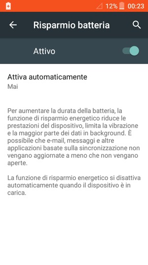 Attiva Risparmio batteria