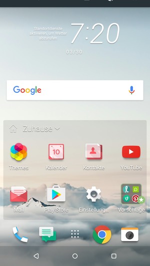 Ziehen Sie das obere Menü nach unten