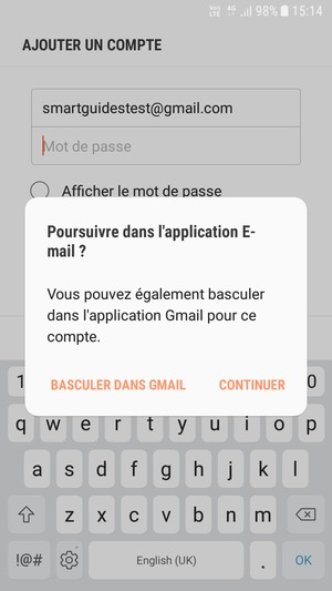 Sélectionnez CONTINUER