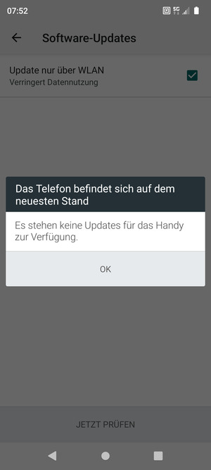 Falls Ihr Handy aktualisiert ist, wählen Sie OK