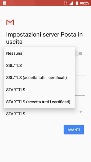 Seleziona Nessuna e AVANTI