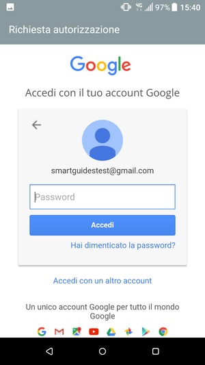 Inserisci la tua password e seleziona Accedi