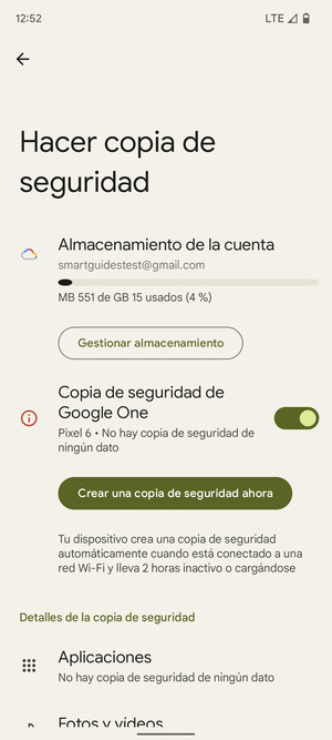 Seleccione Almacenamiento de la cuenta