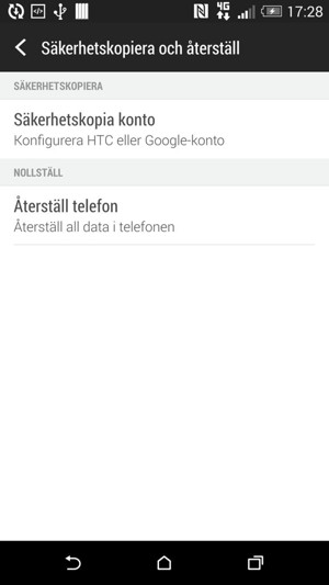 Välj Säkerhetskopia konto