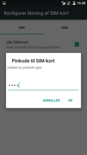 Bekræft din nye PIN-kode til SIM-kort og vælg OK