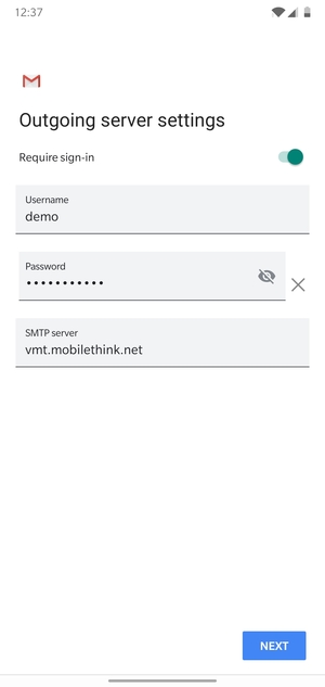 Enter Outgoing server address