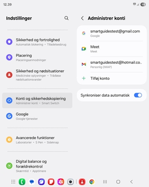 Vælg din Google konto