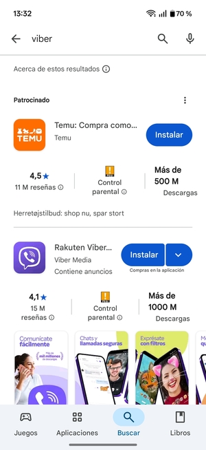 Seleccione la aplicación