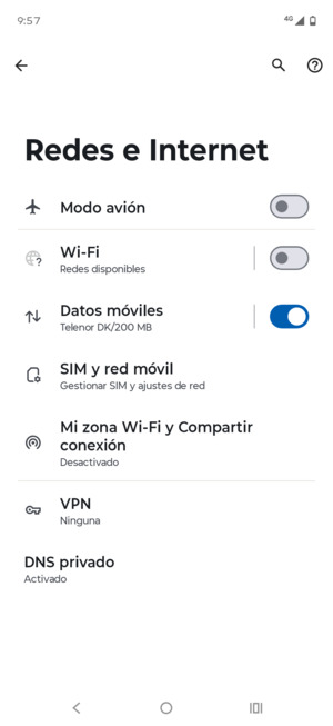 Seleccione SIM y red móvil