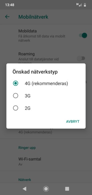 Tryck på ditt föredragna alternativ