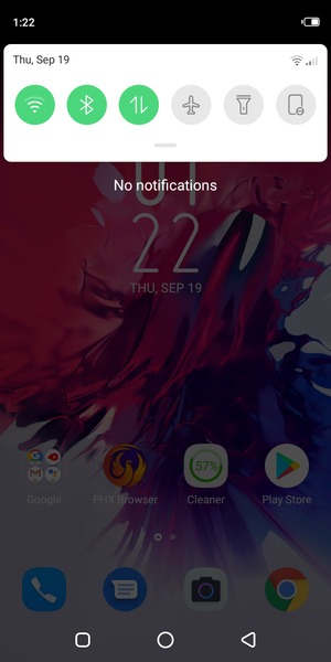 Slide down the top menu again