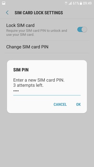 Enter your New SIM card PIN and select OK