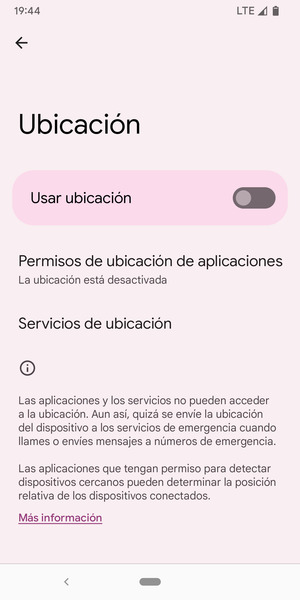 Desactive Usar ubicación