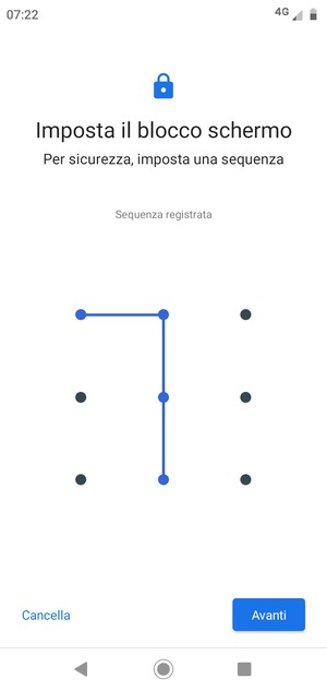 Disegna una sequenza di sblocco e seleziona Avanti